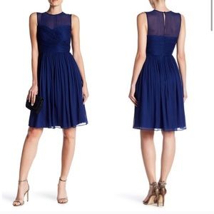 J. Crew Silk Chiffon Clara Dress Sz 14 Navy Blue